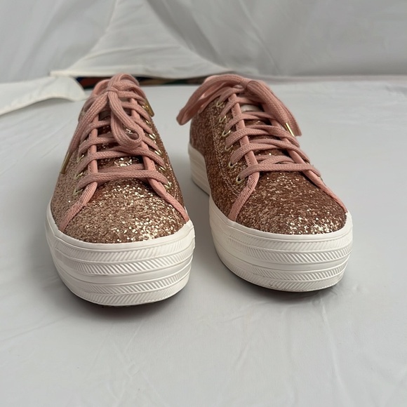 Keds x Kate Spade Triple Kick rose gold glitter platform sneakers - Picture 6 of 8